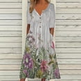 thumbnail image 1 of SMihono Robe d'Été pour Femmes Grande Taille Mode Femmes Été Imprimé Décontracté Col en V Boutons Manches Courtes Poches Robe de Vacances, 1 of 5