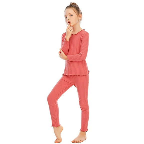 XBASW Girls Thermal Underwear for Kids Youth Long Johns Sleepwear Thermals Top and Bottom Winter Fall PJS Set 5-14 Years
