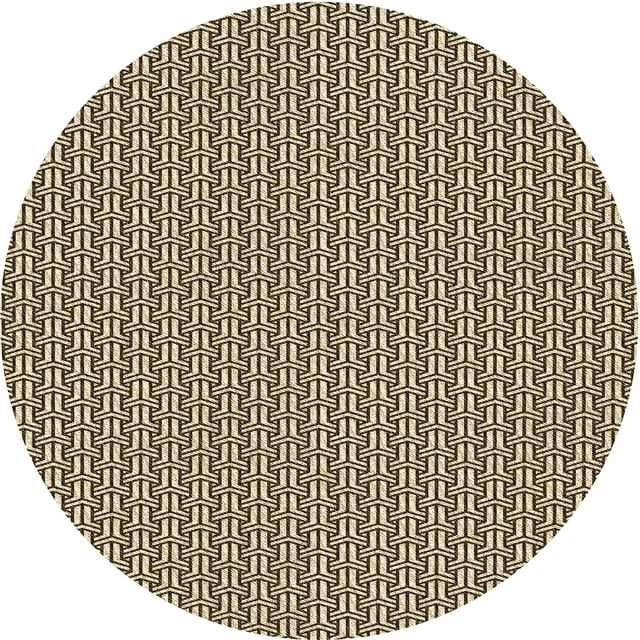 Ahgly Company Tapis Rond Lavable en Machine Intérieur Transitionnel Kaki Or, 4 Pieds Rond