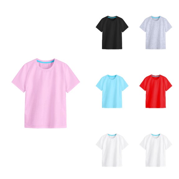 Krdevn Basic Crew Neck Short Sleeve Solid T Shirt Casual Plain Tee for Kids (Toddler, Big Girls),1-2 Years