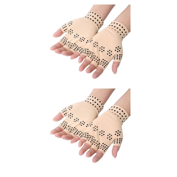 Sonducket Experimente los beneficios de los guantes de compresión Guantes sin dedos de terapia magnética compactos y livianos skin black dot punto negro de la piel 2Conjunto
