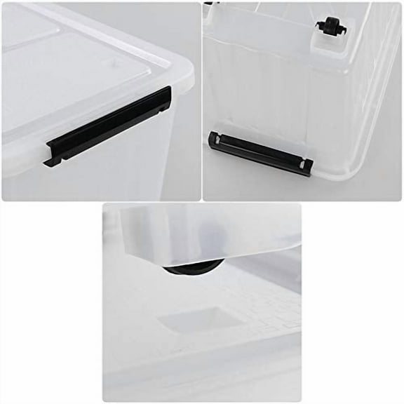 30 L Clear Large Storage Box, 4-Pack Plastic Storage Bins with Lids and Wheels