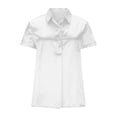 thumbnail image 5 of ClodeEU Women's Satin Half Button Notched Lapel Short Sleeve Shirts,Casual Office Blouse White,Womens Plus XL, 5 of 8