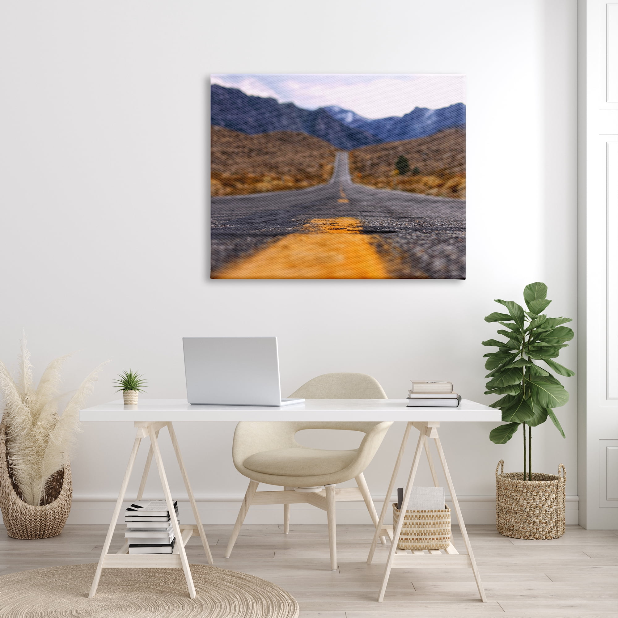 Stupell Industries Rural Ground View Country Highway Road Distant Peaks Photograph Gallery Wrapped Canvas Print Wall Art, Design by Jeff Poe