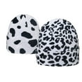 thumbnail image 4 of Student Beanie Hat Leopard Pattern Warm Autumn Winter Thick Stretchy Cap for Outdoor, 4 of 10