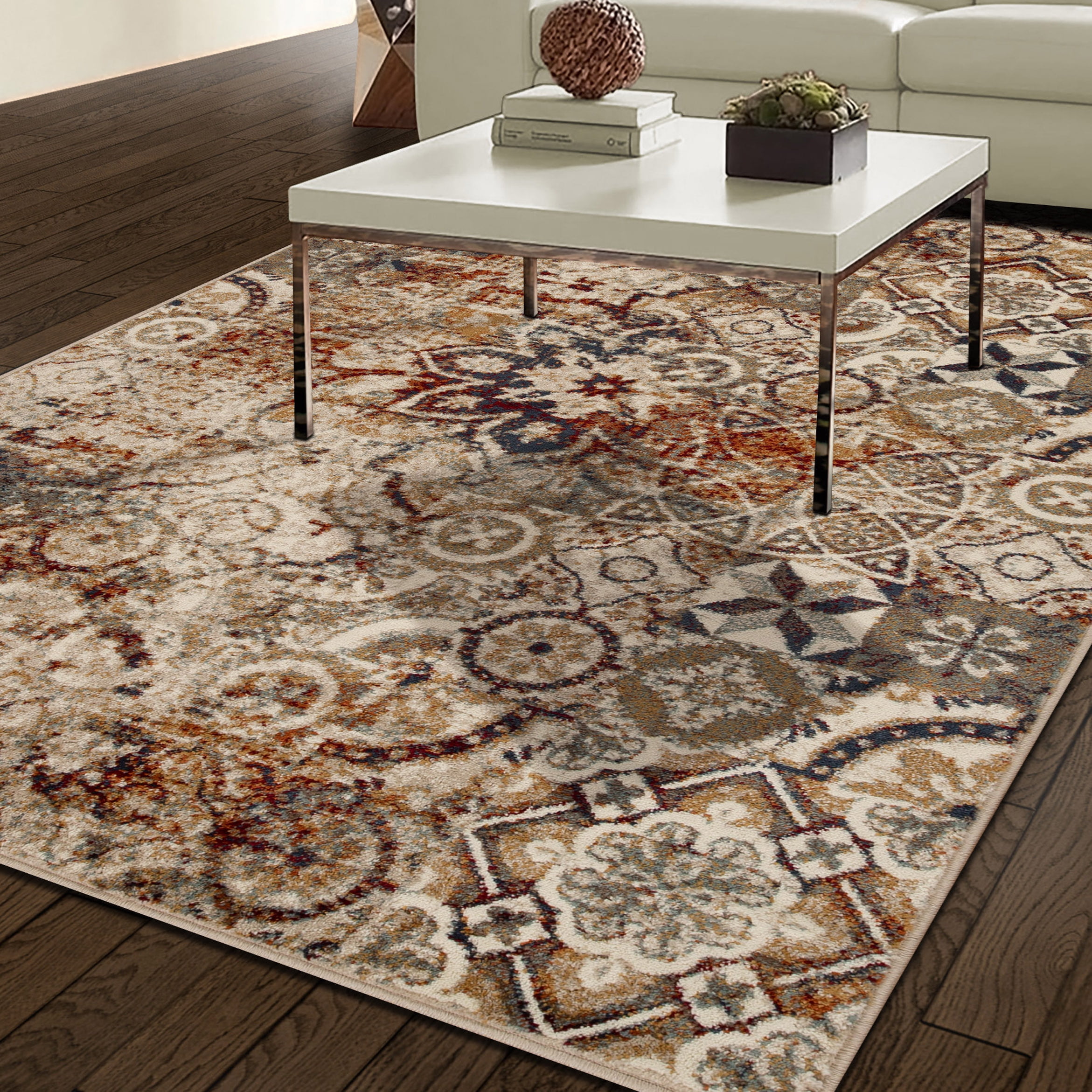 Superior Rangoli 5' x 8' Area Rug, Indoor Rugs for Living Room Bedroom, Maroon