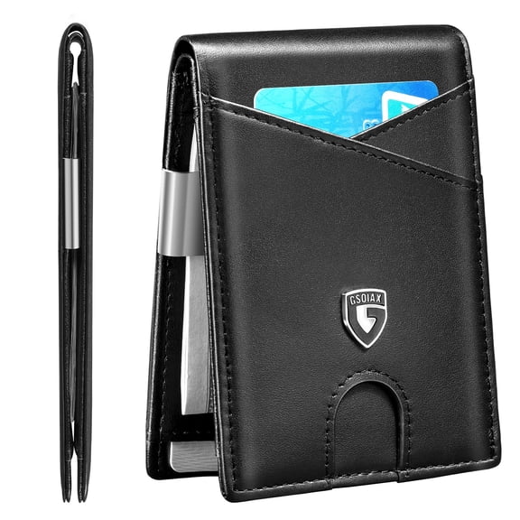 Slim Leather RFID Bifold Wallet for Men with Money Clip( Gift Box)