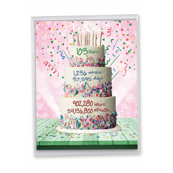 NobleWorks Jumbo Funny 103th Milestone Birthday Paper Card 8.5 x 11 Inch with Envelope (1 Pack) Oversize Jumbo 103 Year Time Count J2795MBG