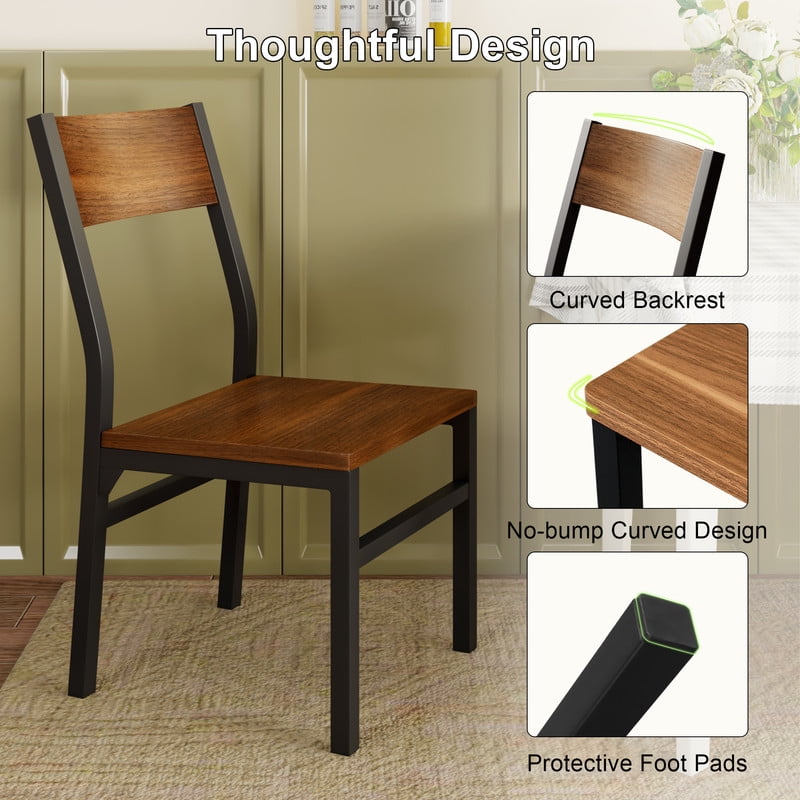 iPormis 35''Tall Dining Chairs Set of 6, Dining Room Chairs with MDF Board & Metal Frame, Perfect for Small Space, Easy Clean,Walnut