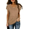 thumbnail image 2 of Womens Tops V Neck Summer Petal Sleeve Casual Tshirts, 2 of 8