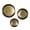 Gold 3D Circular Disk Abstract Abstract Round S/3 24", 20", 16"W, variant on DecMode 16" Abstract Black Metal Vase with Gold Details