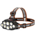 thumbnail image 1 of Linterna frontal 8 LEDs brillante USB recargable faro con 2 baterías 4 modos de luz a prueba de agua, 1 of 8