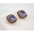 thumbnail image 2 of Gems Jewels 1.45 Ct Princes Cut Blue Tanzanite Womens Push Back Stud Earrings 14K Rose Gold Plated 925 Sterling Silver, 2 of 2