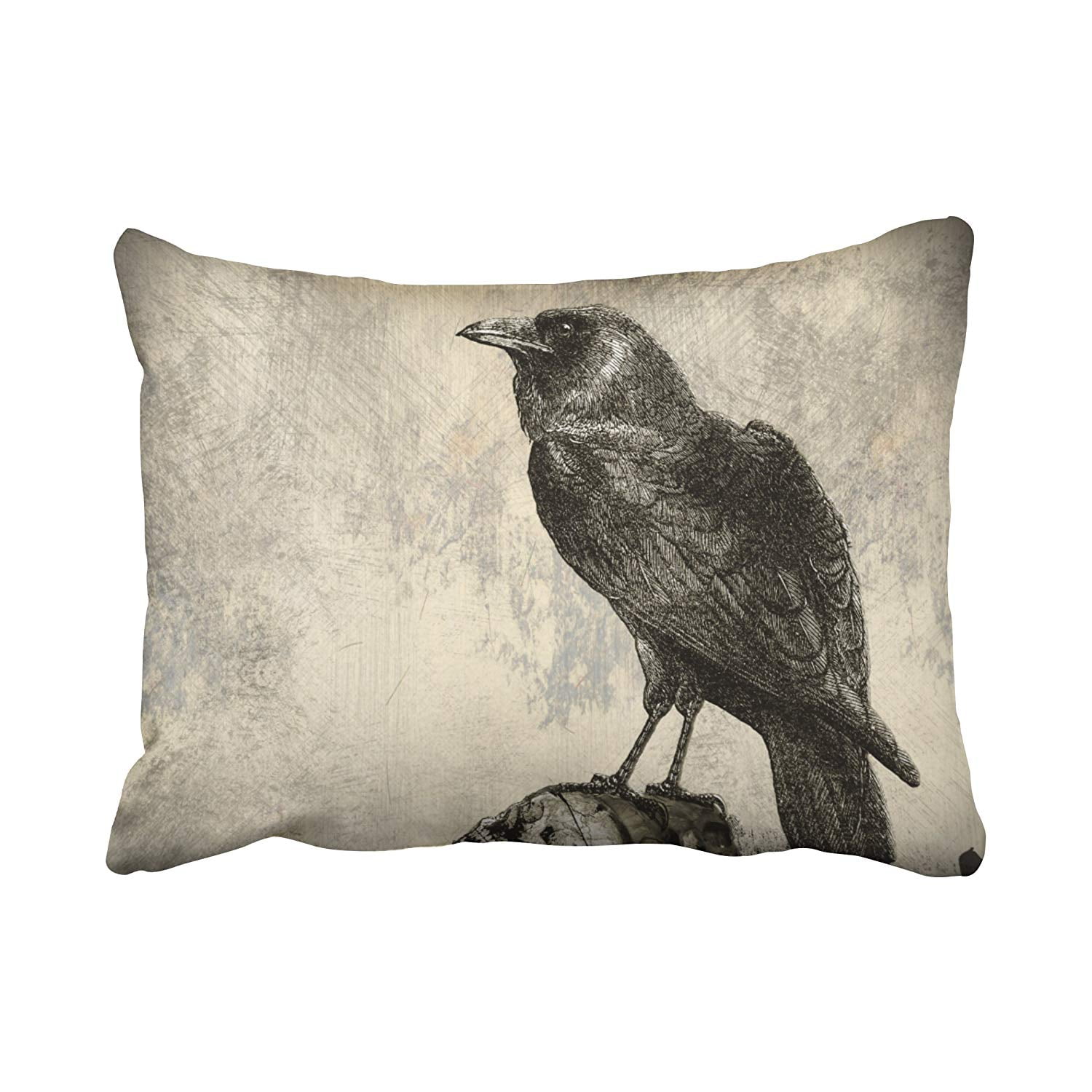BPBOP Distressed Design Large Black Raven Bird Pillowcase Cover Cushion ...