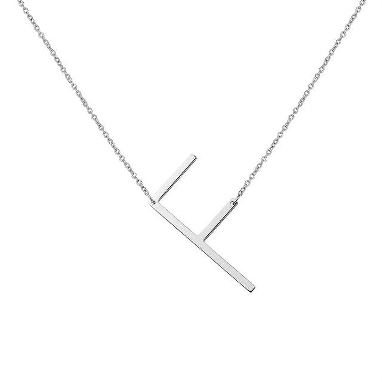 Personalized Initial Letter Necklace with Custom Engraving - Custom Initial Necklace - Oversized Letter Necklace - Sideways Initial Necklace for Women - Gift for Her - Jewelry Gift Set
