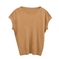 thumbnail image 5 of Short Sleeve Sweaters for Womens Summer Crew Neck Knit Sweater Shirts Business Casual Work Tops 2026 Spring Outfits Camel M, 5 of 5