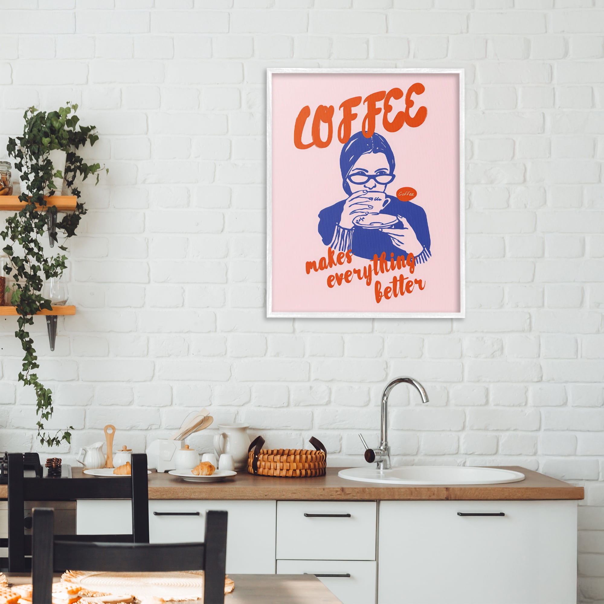 Stupell Industries Coffee Makes Everything Better White Framed Giclee Art, design by The Prints Vibe