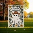 thumbnail image 2 of TiniDecor Howdy, Pumpkin Garden Flag – 28”x40” Fall Ghost with Cowboy Hat and Floral Border, 2 of 5