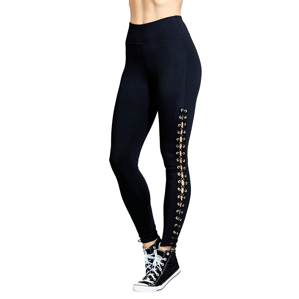 Facaimo Lace Up Leggings - Yoga Pants Women | Women's Lace Up Side Workout  Stretch Leggings Yoga Workout Active Pants High Waist Legging Tights -  Walmart.com