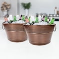 thumbnail image 4 of BREKX Old Tavern Antique Copper Set of 2 Beverage Tubs, 4 of 6