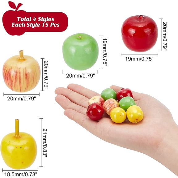 60pcs 4 styles Realistic Fake Fruit Artificial Mix Mini Artificial Fake for Home Party Kitchen Harvest Festival Decorations 19mm 20mm