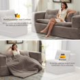 thumbnail image 5 of QuzyAor 80" Foldable Sleeper Sofa Chaise Lounge, Corduroy Floor Couch w/ Blanket & 3 Pillows, No Assembly Required for Living Room, Brown, 5 of 10