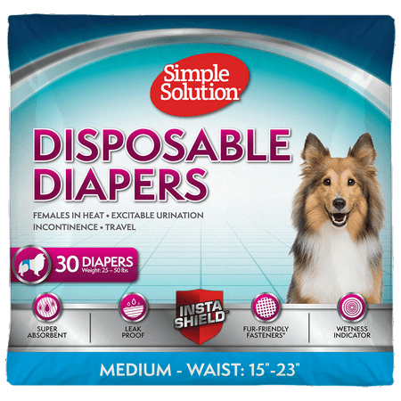 Simple Solution Disposable Female Dog Diapers (Medium, 30-Count)