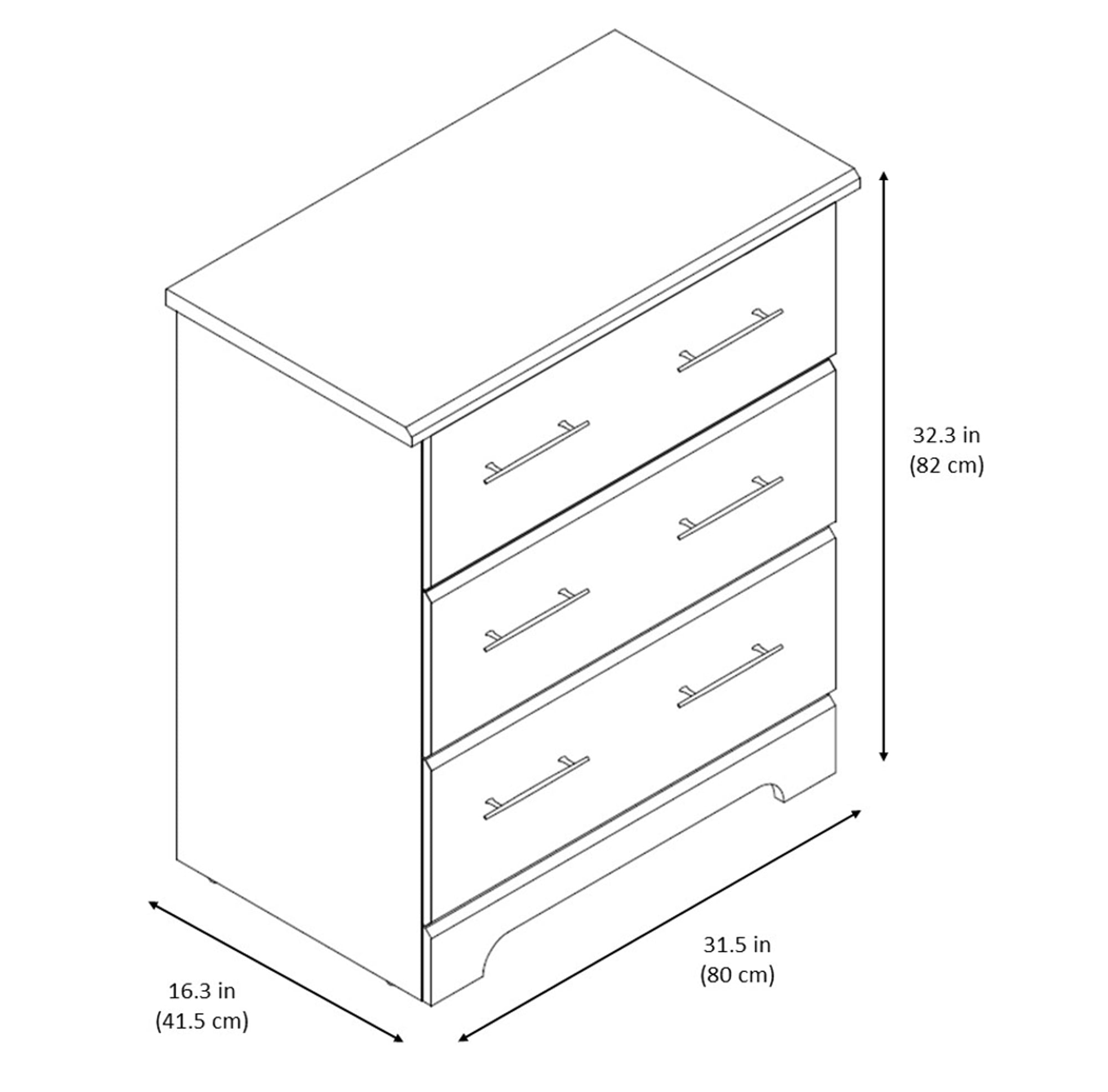 brookside 3 drawer chest