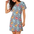 thumbnail image 2 of Balery Colorful Llama Camisón de manga corta con cuello redondo para mujer, cómodo y elegante., 2 of 6