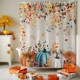 thumbnail image 3 of Shower Curtain 60"W x 72"L Thanksgiving Vintage Pumpkins Eucalyptus Leaves Fabric Shower Curtains Set with Hooks Water Repellent Bathroom Curtains Machine Washable Bathroom Accessories, 3 of 6