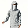 thumbnail image 3 of DDAPJ pyju Fishing Shirts for Men Hooded Sun Shirt with Mask Long Sleeve UPF 50 Rash Guards Cooling Lightweight Hoodies Light Gray XXXL, 3 of 4