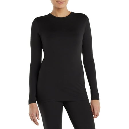 Polyester Thermal Shirt ClimateRight by Cuddl Duds Women's and Women's Plus Sueded Warmth Long Underwear Top ()
