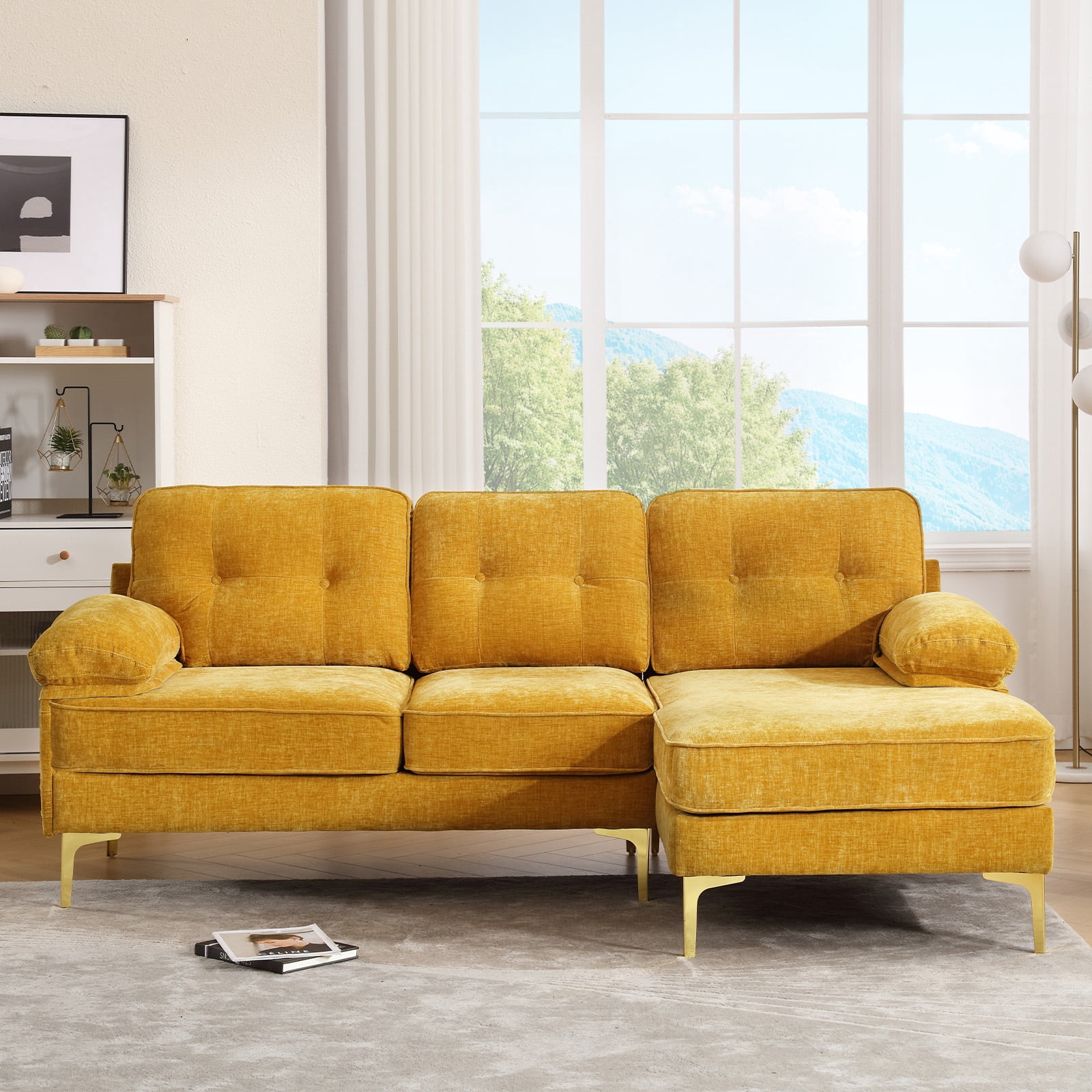 YOUDENOVA Convertible Sectional Sofa Couch, Convertible L Shaped Couch with Reversible Chaise, Sectional Couch for Small Space Apartment, 3 Seater