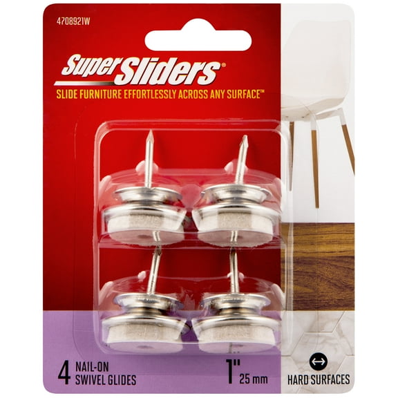 1" Round Nail on Felt Furniture Glide for Angled Legs Beige, 4 Pack
