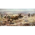 thumbnail image 2 of Russell, Charles M. 24x14 Gold Ornate Wood Framed with Double Matting Museum Art Print Titled - The Round-Up, 2 of 4