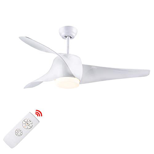 White Polished Finish 52 Inch Indoor, Best Bedroom Ceiling Fan With Light And Remote