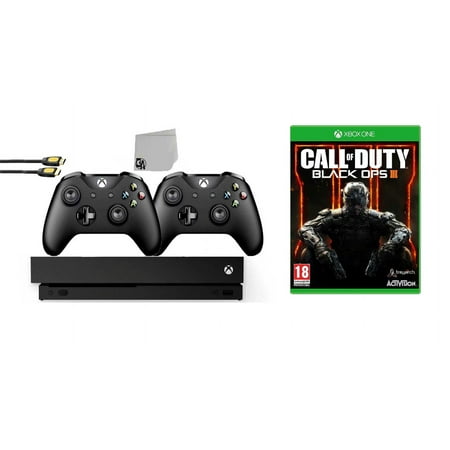 Microsoft Xbox One X 1TB Gaming Console Black with 2 Controller Included with Call of Duty- Black Ops III BOLT AXTION Bundle Used
