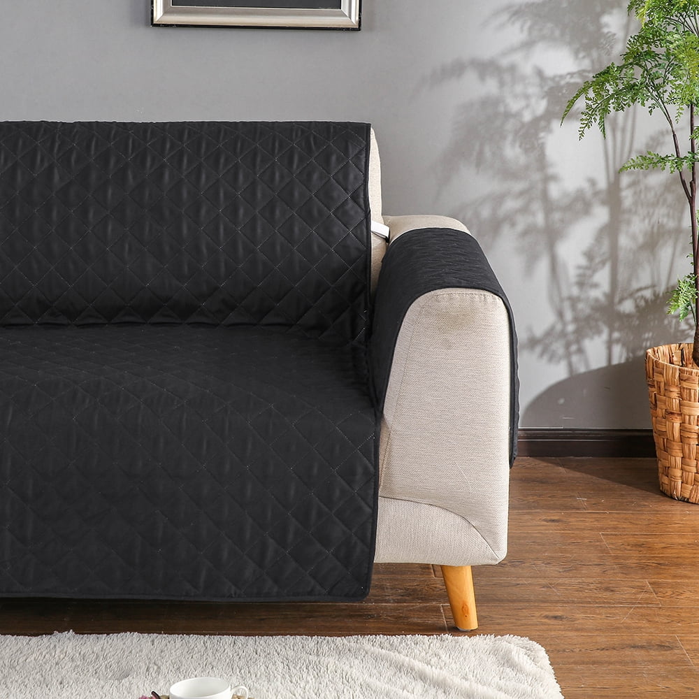 ANMINY Couch Cover Armchair Waterproof Sofa Cover Black Non-slip Slipcover Pet Furniture Cover