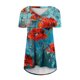 thumbnail image 4 of Camiseta de manga corta para mujer, informal, con cuello en V, flor, pintura suelta, blusa superior Pompotops hkajfhjk469767, 4 of 5