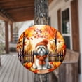 thumbnail image 3 of Happy Thanksgiving Shih Tzu Give Thanks Fall Beanie Scarf Welcome Round Wood Sign Lion Dog Lover Gifts Hanging Wall Home Decor - 00020, 3 of 5