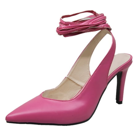 

Felirenzacia Women s High Heels Breathable Lace-Up Casual Pointed Toe Sandals