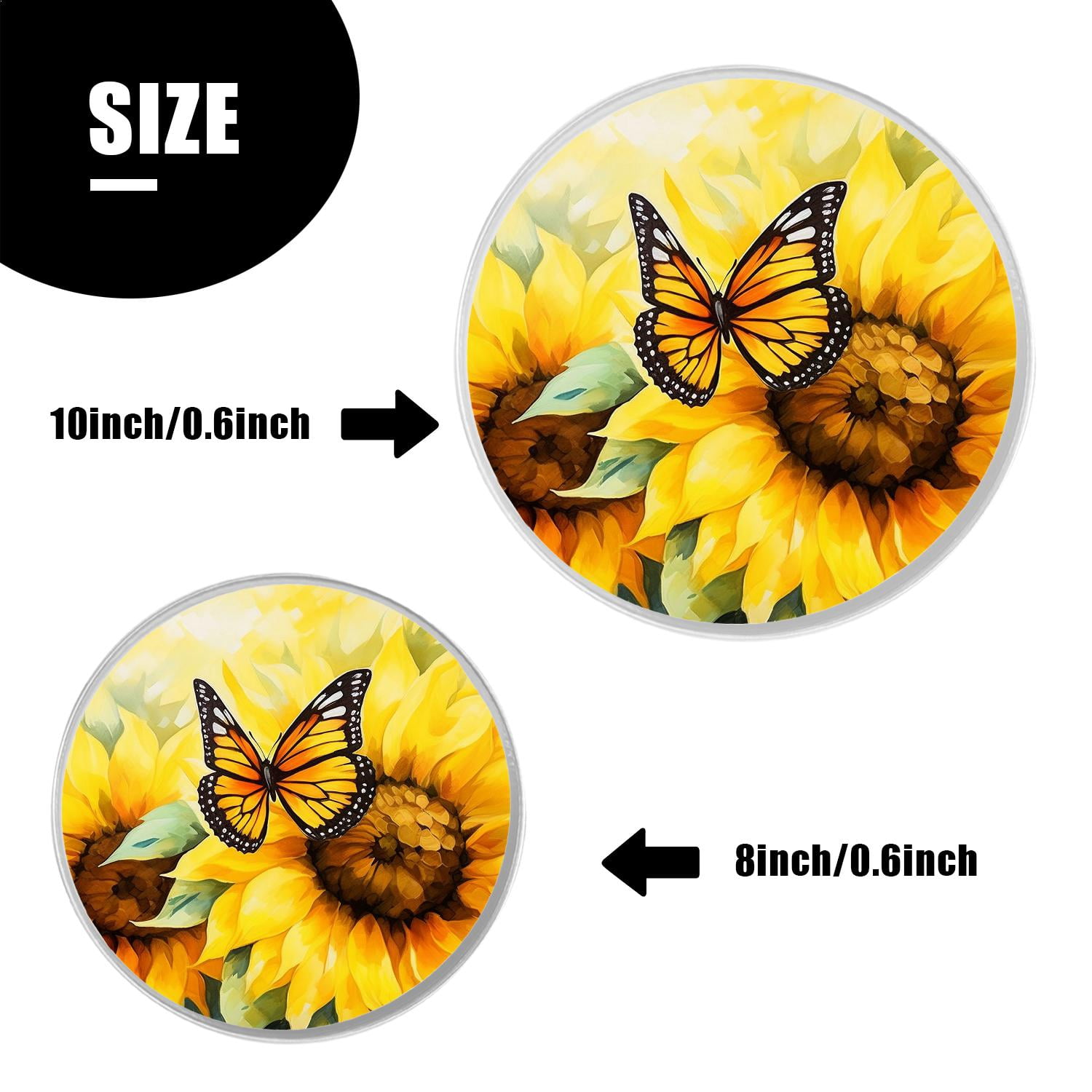 Round Stove Burner Covers 4 Pcs for Metal Gas Stove Burner Cover 8Inch And 10Inch ,Yellow Sunflower Butterfly Animal Lovely Design