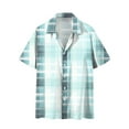 thumbnail image 6 of Handshe Mens Button Up Shirts Short Sleeve Plaid Printed Lapel Dress Shirt Vintage Classic Bowling T-Shirts, 6 of 6