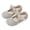 00-Beige101, variant on Hihipz Toddler Girls Mary Jane Shoes Bow Rhinestone Hook Loop Flat Princess Party Dress Shoes