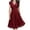 Wine, variant on LEAVINGSUO Summer Dresses for Women Fashion Women Lace Pacthword Casual Solid Dress V-Neck Sleeveless Dress