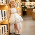 thumbnail image 4 of Flower Girls Dress High Low Wedding Dresses Gown with Bow Back Birthday Party Swing A-Line Dresses,6-9Months, 4 of 7