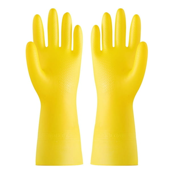 Guantes de goma reutilizables para lavavajillas ZJT250124306 | Guantes de limpieza largos, impermeables y antideslizantes con forro suave aterciopelado | Guantes flexibles para cocina, baño,