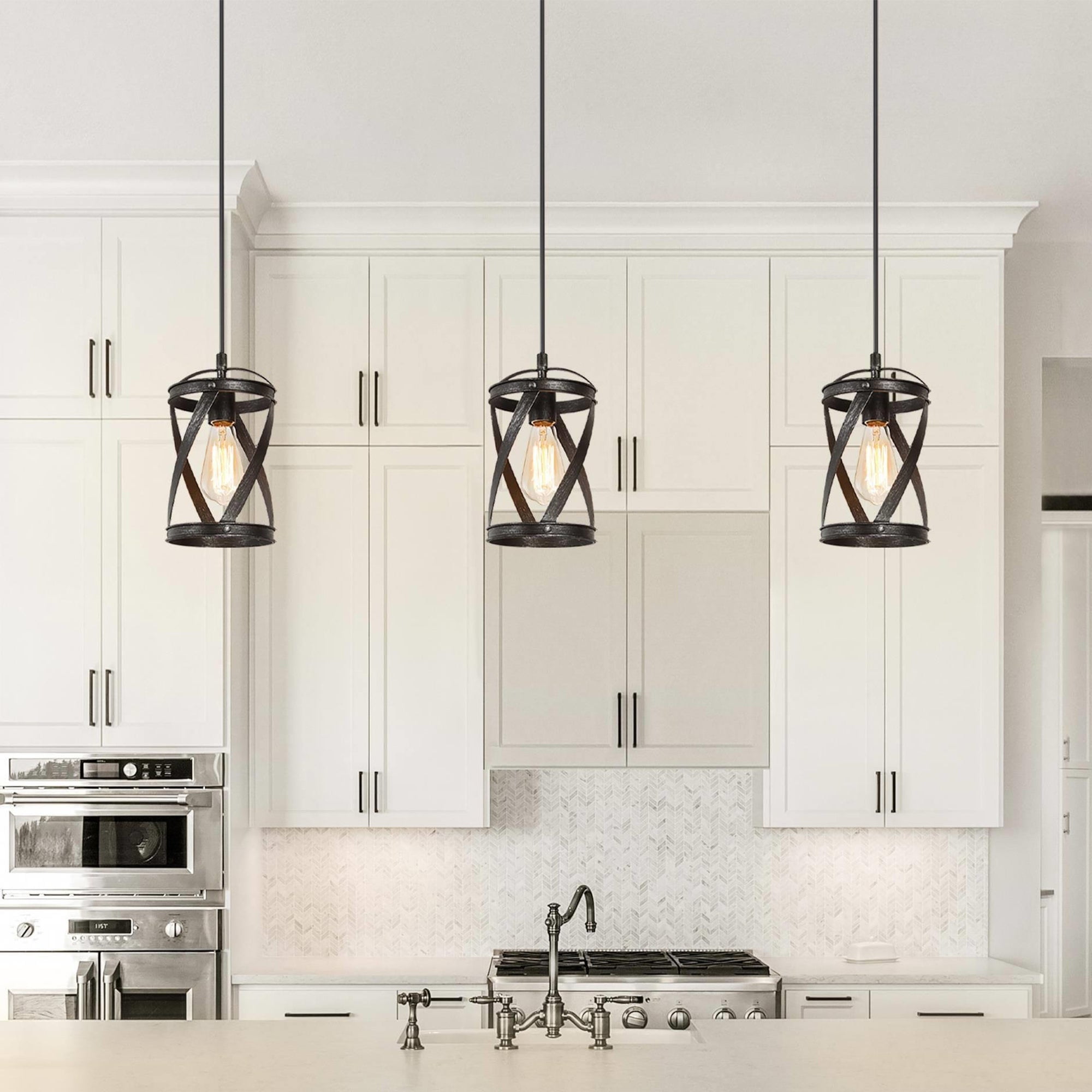 LaLuz Deun Farmhouse 1-Light Cylinder Pendant Lighting for Kitchen ...