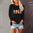thumbnail image 1 of Halloween TIMIFIS Mode Automnale pour Femmes Hauts Décontractés pour Femmes, Hauts à Manches 3/4 pour Femmes T-Shirts Mignons à Imprimé Papillon Décontractés Amples Légers Henley Hauts pour Femmes, 1 of 6