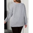 thumbnail image 2 of SIEANE Women's Plus-Size Casual V-Neck Ribbed Knit Button Embellished Long-Sleeved Fall Versatile Jumper Top 1X-4X, 2 of 7